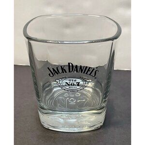 Jack Daniels Old No 7 Whiskey shot glass mug cup square clear